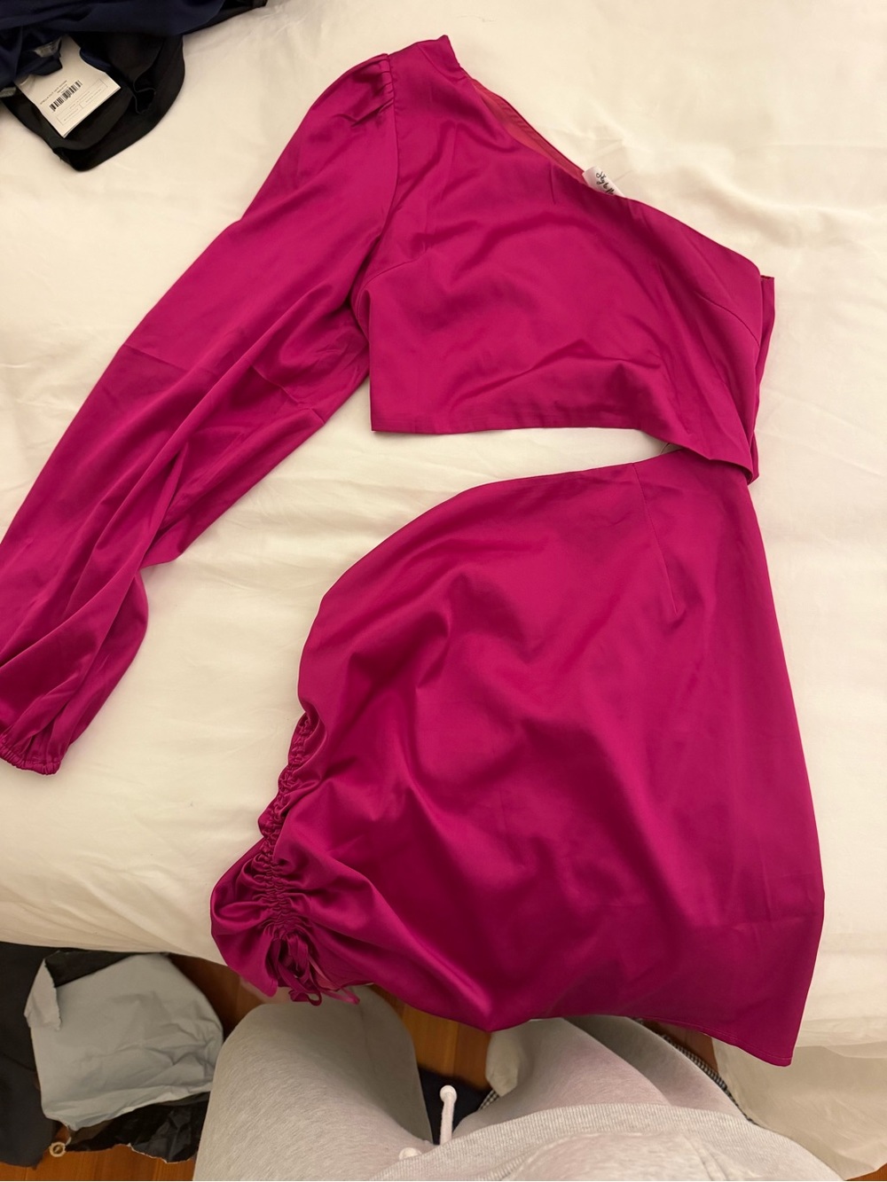 Pink one shoulder dress